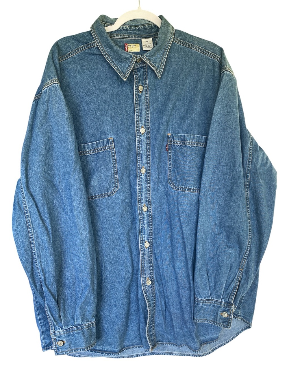 Levi's Denim Shirt in Medium Blue with Red Tab